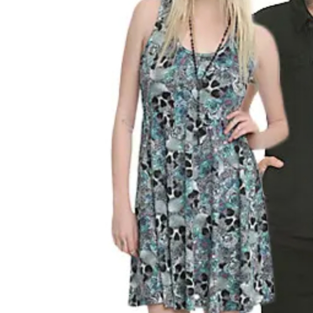 TORRID Plus Size Whimsigoth Emo Scene Watercolor Skater Midi Dress Sz 3